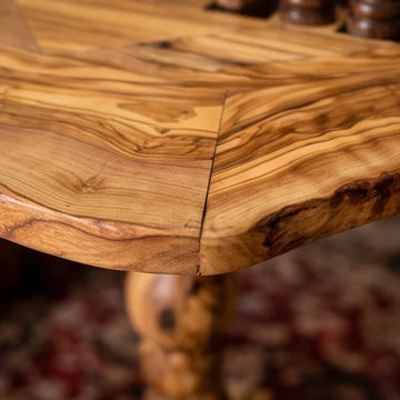 Handcrafted Olive Wood Chess Table – Luxury Wooden Pedestal Game Table in Red & Black Regular price£139.95